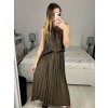 Šaty dlouhé společenské třpytivé s páskem bez rukávu dámské (S/M ONE SIZE) ITALSKá MóDA IMHMS23150/DU (Velikost S/M/L, Barva červená)