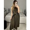 Šaty dlouhé společenské třpytivé s páskem bez rukávu dámské (S/M ONE SIZE) ITALSKá MóDA IMHMS23150/DU (Velikost S/M/L, Barva červená)