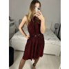 Šaty společenské třpytivé s páskem bez rukávu dámské (S/M ONE SIZE) ITALSKá MóDA IMHMS23153/DU (Velikost S/M/L, Barva červená)