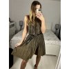 Šaty společenské třpytivé s páskem bez rukávu dámské (S/M ONE SIZE) ITALSKá MóDA IMHMS23153/DU (Velikost S/M/L, Barva červená)