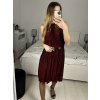 Šaty společenské třpytivé s páskem bez rukávu dámské (S/M ONE SIZE) ITALSKá MóDA IMHMS23153/DU (Velikost S/M/L, Barva červená)