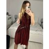 Šaty společenské třpytivé s páskem bez rukávu dámské (S/M ONE SIZE) ITALSKá MóDA IMHMS23153/DU (Velikost S/M/L, Barva červená)