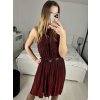 Šaty společenské třpytivé s páskem bez rukávu dámské (S/M ONE SIZE) ITALSKá MóDA IMHMS23153/DU (Velikost S/M/L, Barva červená)