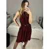 Šaty společenské třpytivé s páskem bez rukávu dámské (S/M ONE SIZE) ITALSKá MóDA IMHMS23153/DU (Velikost S/M/L, Barva červená)