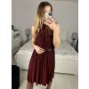 Šaty společenské třpytivé s páskem bez rukávu dámské (S/M ONE SIZE) ITALSKá MóDA IMHMS23153/DU (Velikost S/M/L, Barva červená)