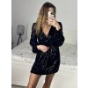 Šaty společenské třpytivé s flitry dlouhý rukáv dámské (S/M ONE SIZE) ITALSKÁ MÓDA IMPBB23B21603/DU