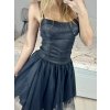 Croptop třpytivý na ramínka dámský (S/M ONE SIZE) ITALSKá MóDA IMHMS230151/DU (Velikost S/M/L, Barva Černá)
