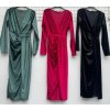 Šaty sametové elegantní dlouhý rukáv dámské (S/M ONE SIZE) ITALSKÁ MÓDA IMD23861/DU