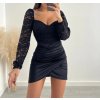 Šaty elegantní krajkové dlouhý rukáv dámské (S/M ONE SIZE) ITALSKÁ MÓDA IMPMD2331288/DU (Velikost S/M/L, Barva Černá)
