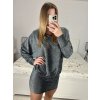 Šaty elegantní třpytivé dlouhý rukáv dámské (S/M ONE SIZE) ITALSKá MóDA IMC23519/DUR (Velikost S/M/L, Barva béžová)