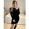 Šaty úpletové dlouhý rukáv dámské (S/M ONE SIZE) ITALSKÁ MÓDA IMPMD231039X/DU