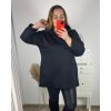 Tunika s kapucí dlouhý rukáv dámské nadrozměr (2XL/3XL/4XL) ITALSKá MóDA IMHMS23MILANO/DUR (Velikost 3XL/4XL, Barva Černá)