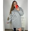Šaty teplé mikinové oversize dlouhý rukáv dámské (3XL/4XL ONE SIZE) ITALSKÁ MÓDA IMD23804/DR (Velikost 3XL/4XL, Barva šedá)