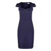 318-5 Elegantní midi šaty s pěkným výstřihem - tmavě modrá