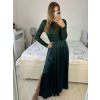 Šaty dlouhé společenské flitrové dlouhý rukáv dámské (S/M ONE SIZE) ITALSKÁ MÓDA IMPGM2324526/DUR (Velikost S/M/L, Barva zelená smaragdová)