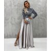 Šaty dlouhé společenské flitrové dlouhý rukáv dámské (S/M ONE SIZE) ITALSKÁ MÓDA IMPGM2324526/DUR (Velikost S/M/L, Barva zelená smaragdová)