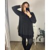 Tunika elegantní třpytivé dlouhý rukáv dámské nadorzměr (2XL/3XL ONE SIZE) ITALSKá MóDA IMC23AMELIA/DUR (Velikost 2XL/3XL, Barva Černá)