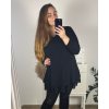 Tunika elegantní třpytivé dlouhý rukáv dámské nadorzměr (2XL/3XL ONE SIZE) ITALSKá MóDA IMC23AMELIA/DUR (Velikost 2XL/3XL, Barva Černá)