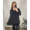 Tunika elegantní třpytivé dlouhý rukáv dámské nadorzměr (2XL/3XL ONE SIZE) ITALSKá MóDA IMC23AMELIA/DUR (Velikost 2XL/3XL, Barva Černá)