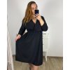 Šaty společenské dlouhý rukáv dámské nadrozměr (3XL/4XL/5XL ONE SIZE) ITALSKÁ MÓDA IM423LINDA/DUR (Velikost 3XL/4XL, Barva Černá)