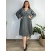 Šaty společenské dlouhý rukáv dámské nadrozměr (3XL/4XL/5XL ONE SIZE) ITALSKÁ MÓDA IM423LINDA/DUR (Velikost 3XL/4XL, Barva Černá)