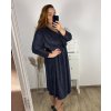 Šaty společenské dlouhý rukáv dámské nadrozměr (3XL/4XL/5XL ONE SIZE) ITALSKÁ MÓDA IM423LINDA/DUR (Velikost 3XL/4XL, Barva Černá)