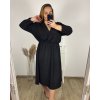Šaty společenské dlouhý rukáv dámské nadrozměr (3XL/4XL/5XL ONE SIZE) ITALSKÁ MÓDA IM423LINDA/DUR (Velikost 3XL/4XL, Barva Černá)