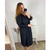 Šaty společenské dlouhý rukáv dámské nadrozměr (3XL/4XL/5XL ONE SIZE) ITALSKÁ MÓDA IM423LINDA/DUR (Velikost 3XL/4XL, Barva Černá)