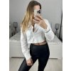 Košile croptop dlouhý rukáv dámská (S/M ONE SIZE) ITALSKÁ MÓDA IMWAA233946/DUR (Velikost S/M/L, Barva bílá)