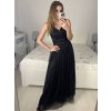 Šaty dlouhé třpytivé společenské na ramínka dámské (S/M/L ONE SIZE) ITALSKÁ MÓDA IMC23480/DUR (Velikost M/L, Barva Černá)