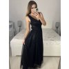 Šaty dlouhé třpytivé společenské na ramínka dámské (S/M/L ONE SIZE) ITALSKÁ MÓDA IMC23480/DUR (Velikost M/L, Barva Černá)