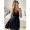 Šaty krátké společenské na ramínka dámské (S/M ONE SIZE) ITALSKÁ MÓDA IMPSH23C662/DU (Velikost S/M/L, Barva Černá)