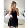 Šaty krátké společenské na ramínka dámské (S/M ONE SIZE) ITALSKÁ MÓDA IMPSH23C662/DU (Velikost S/M/L, Barva Černá)