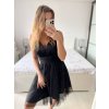 Šaty krátké společenské na ramínka dámské (S/M ONE SIZE) ITALSKÁ MÓDA IMPSH23C662/DU (Velikost S/M/L, Barva Černá)