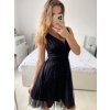 Šaty krátké společenské na ramínka dámské (S/M ONE SIZE) ITALSKÁ MÓDA IMPSH23C662/DU (Velikost S/M/L, Barva Černá)