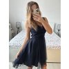 Šaty krátké společenské na ramínka dámské (S/M ONE SIZE) ITALSKÁ MÓDA IMPSH23C662/DU (Velikost S/M/L, Barva Černá)