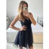 Šaty krátké společenské na ramínka dámské (S/M ONE SIZE) ITALSKÁ MÓDA IMPSH23C662/DU (Velikost S/M/L, Barva Černá)
