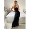 Šaty společenské dlouhé třpytivé na ramínka dámské (S/M ONE SIZE) ITALSKÁ MODA IMM23M51395/DU (Velikost S/M/L, Barva Černá)