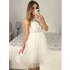 Šaty společenské elegantní bez rukávu krátké plesové dámské (S/M ONE SIZE) ITALSKÁ MÓDA IMM22PL19801KR/DU (Velikost S/M/L, Barva bílá)