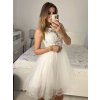 Šaty společenské elegantní bez rukávu krátké plesové dámské (S/M ONE SIZE) ITALSKÁ MÓDA IMM22PL19801KR/DU (Velikost S/M/L, Barva bílá)