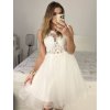 Šaty společenské elegantní bez rukávu krátké plesové dámské (S/M ONE SIZE) ITALSKÁ MÓDA IMM22PL19801KR/DU (Velikost S/M/L, Barva bílá)