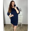 Šaty elegantní společenské 3/4 rukáv dámské nadrozměr (44-56) POLSKÁ MÓDA PMFF24DITA2/DU (Velikost 44, Barva tmavě modrá)