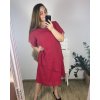 Šaty elegantní společenské 3/4 rukáv dámské nadrozměr (46-54) POLSKÁ MÓDA FMF24LEONA/DU (Velikost 46, Barva růžová)