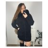 Kabát alpaka s kapucí dlouhý rukáv dámský nadrozměr (2XL/3XL ONE SIZE) ITALSKÁ MÓDA IMWC233248/DUR (Velikost 2XL/3XL, Barva Černá)