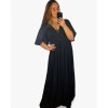 Šaty společenské elegantní plesové dlouhé krátký rukáv dámské (L/XL) FRANCOUZSKÁ MÓDA FMF24KARIN/DU (Velikost L/XL, Barva Černá)