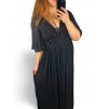 Šaty společenské elegantní plesové dlouhé krátký rukáv dámské (L/XL) FRANCOUZSKÁ MÓDA FMF24KARIN/DU (Velikost L/XL, Barva Černá)