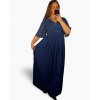 Šaty společenské elegantní plesové dlouhé krátký rukáv dámské (L/XL) FRANCOUZSKÁ MÓDA FMF24KARIN/DU (Velikost L/XL, Barva Černá)