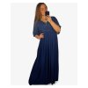 Šaty společenské elegantní plesové dlouhé krátký rukáv dámské (L/XL) FRANCOUZSKÁ MÓDA FMF24KARIN/DU (Velikost L/XL, Barva Černá)