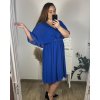 Šaty společenské elegantní plesové krátké krátký rukáv dámské (L/XL/2XL) FRANCOUZSKÁ MÓDA FMF24JOLANA/DU (Velikost XL/2XL, Barva modrá královská)
