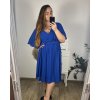 Šaty společenské elegantní plesové krátké krátký rukáv dámské (L/XL/2XL) FRANCOUZSKÁ MÓDA FMF24JOLANA/DU (Velikost XL/2XL, Barva modrá královská)
